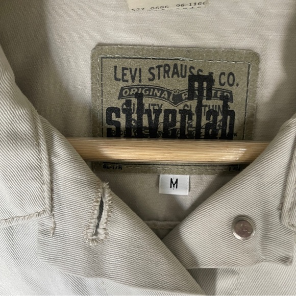 Vintage 90's Levi Silver Tab White Denim Trucker Jacket 715 *Sample Garment* - Picture 6 of 16